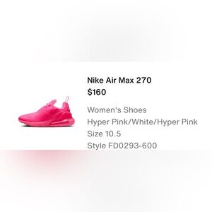 Nike Pink and White Air Max 270 Sneakers